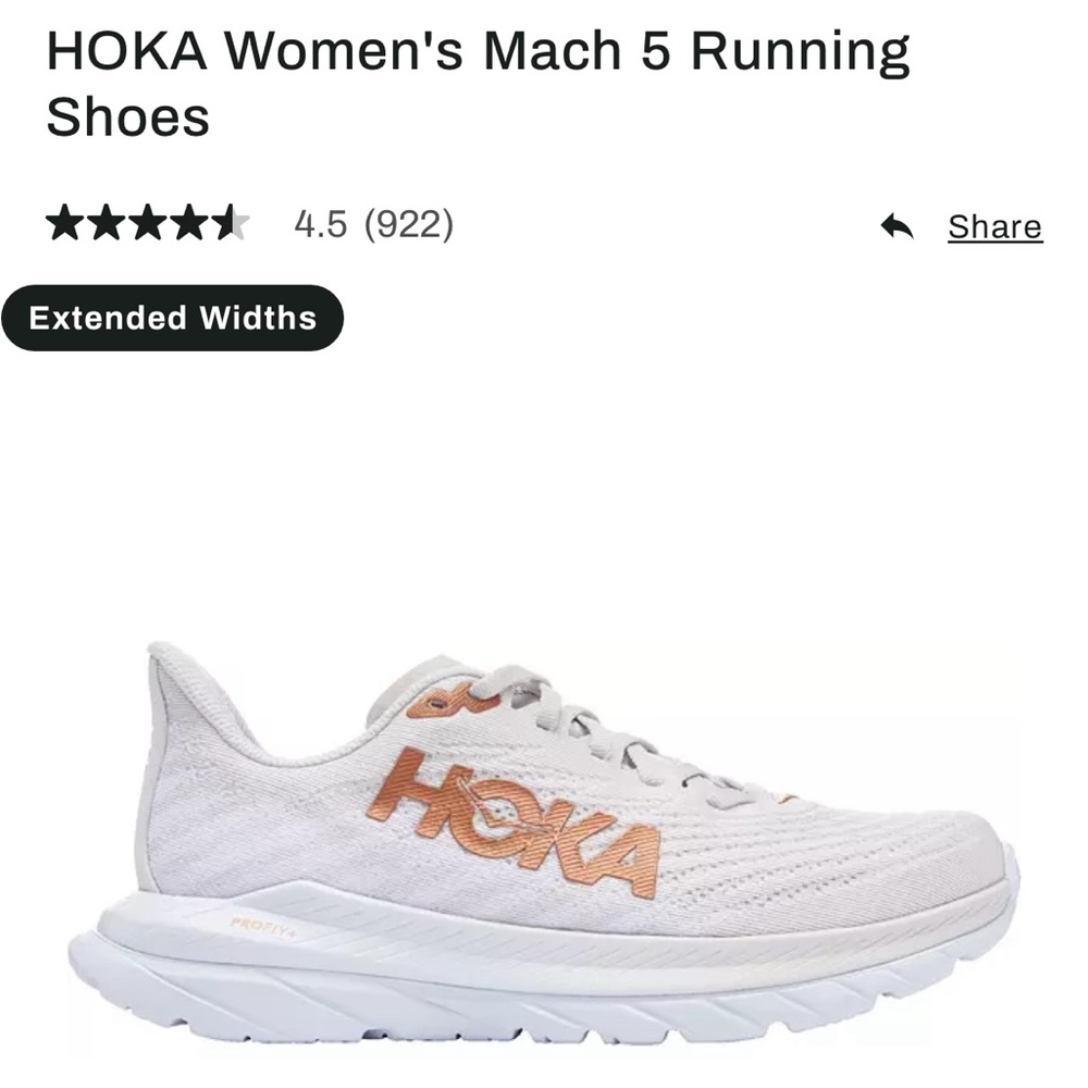 Hoka Women's Mach 5 Athletic Shoes - White and Orange